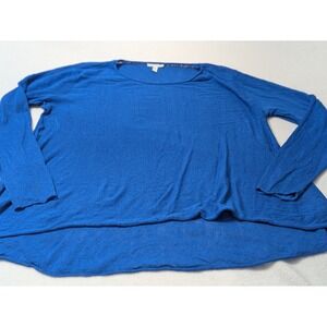 Eileen Fisher Boat Neck Sweater Organic Linen Boat Neck Thin Knit Blue Boxy‎ Lrg